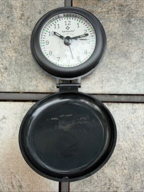 BNIB Vintage Samsonite Black Clock with Hard Shell Accessory Flip Case